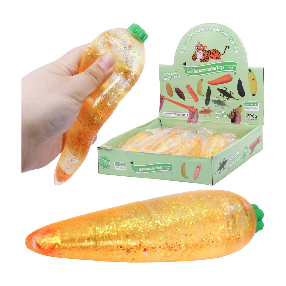 Carrot Glittery Maltose Squishy - The Sensory