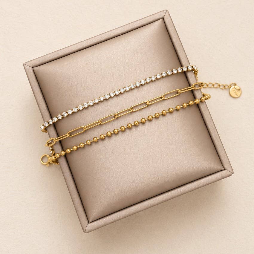 Rhinestone Bracelet Stainless Steel Tarnish Free