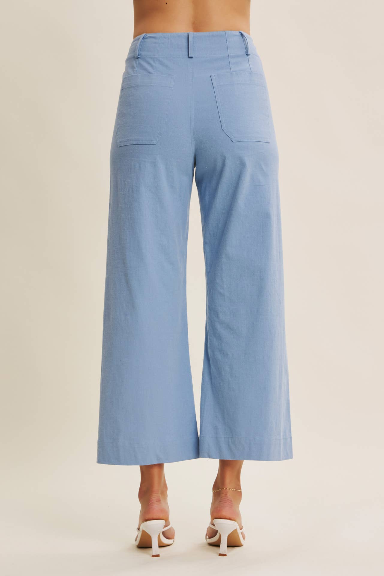 Ankle Pants Modest Seasonless Stretchy Cotton Linen With Pockets Women’s
