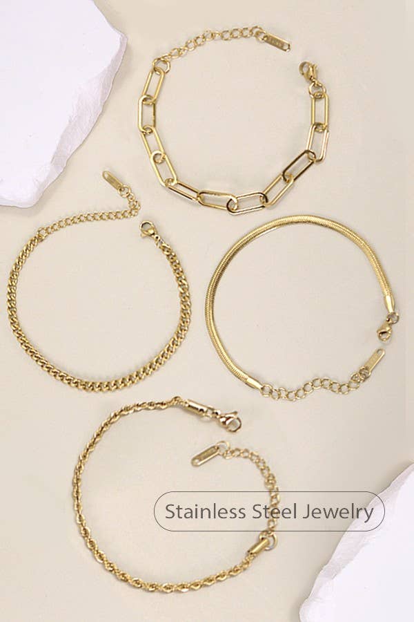 Shine Keeper Bracelet Stainless Steel Tarnish Free Waterproof Mixed Chain Design