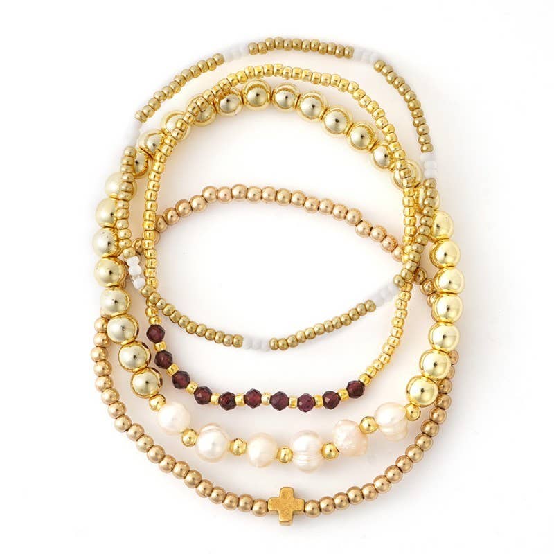 MULTI BALL PEARL CHAIN STRETCH BRACELET | 40B5183 - The Sensory