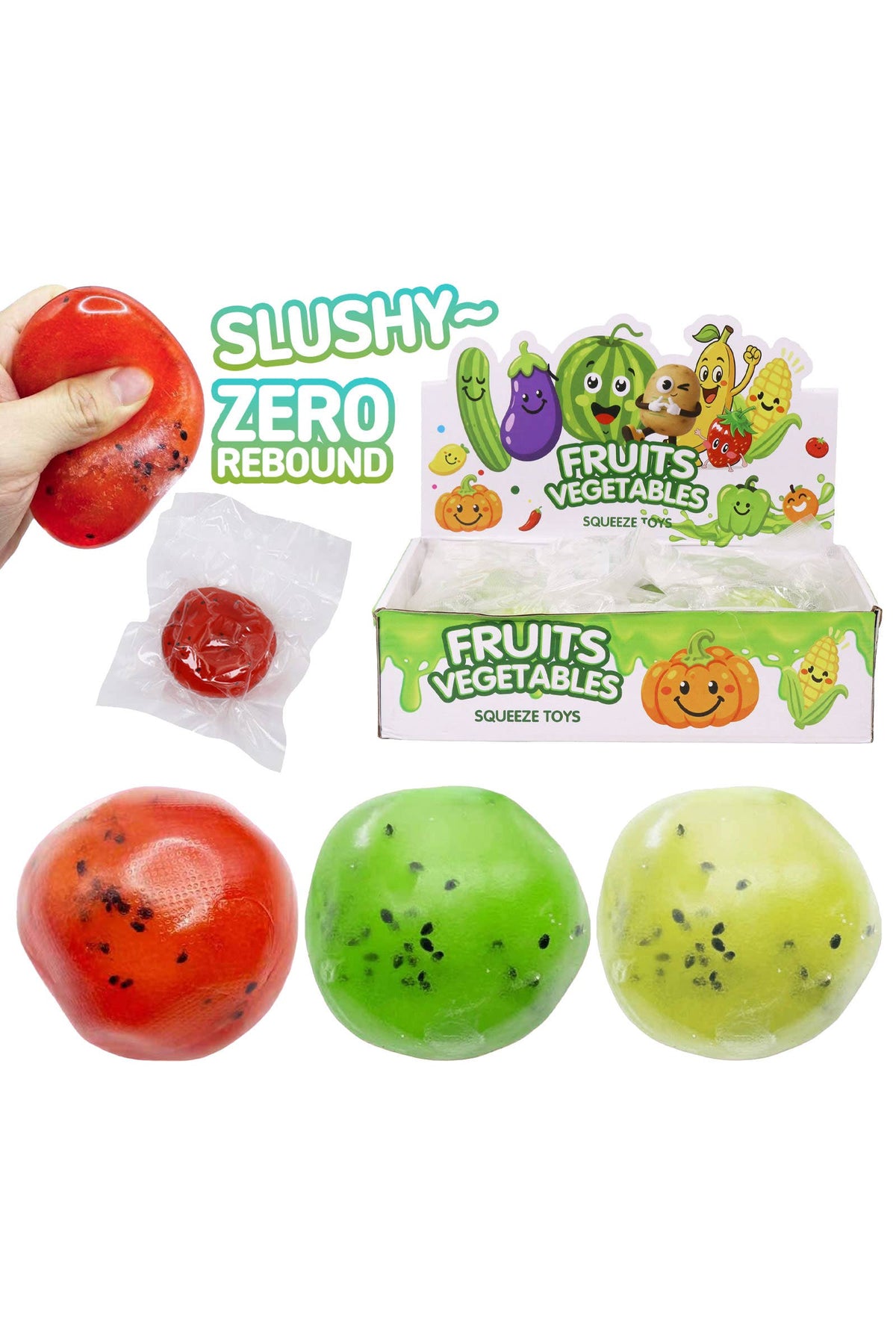 Fruit Slushy Zero Rebound Squishy Ball Assorted - The Sensory