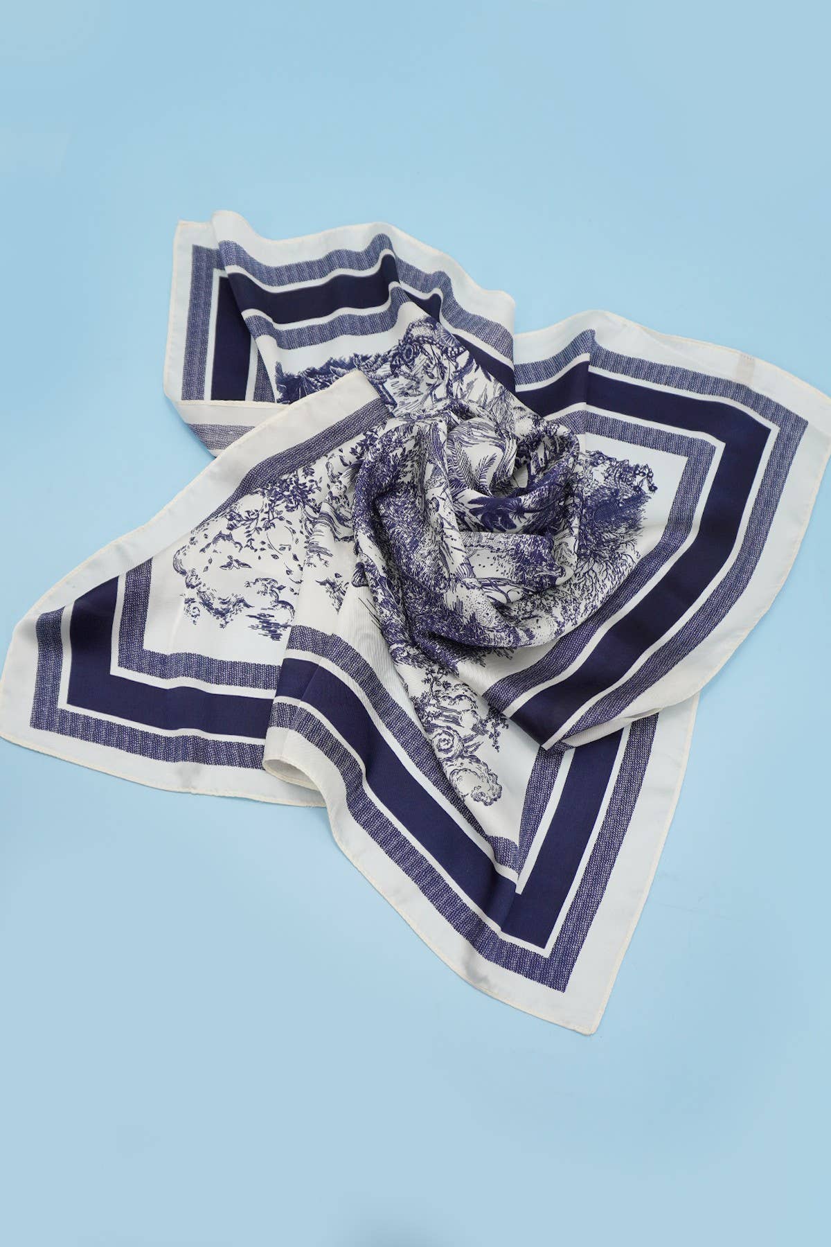 Bandana Scarf Bold Floral Toile Print 27x27 Inch Square Classic Style