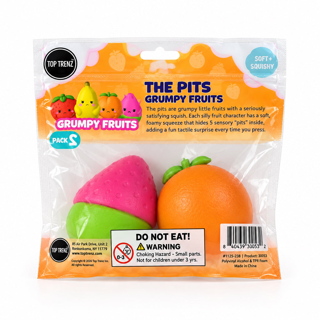 The Pits Grumpy Fruits Squishy 2-Pack Top Trendz