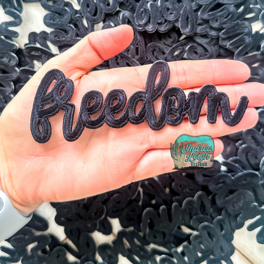 Embroidered Patch - Freedom Design With Iron-On Backing For Hats And Jackets
