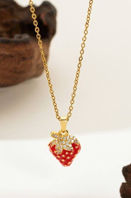Fruit Pendant Necklace With 18K Gold Finish Stainless Steel Non Tarnish Gifts For Her