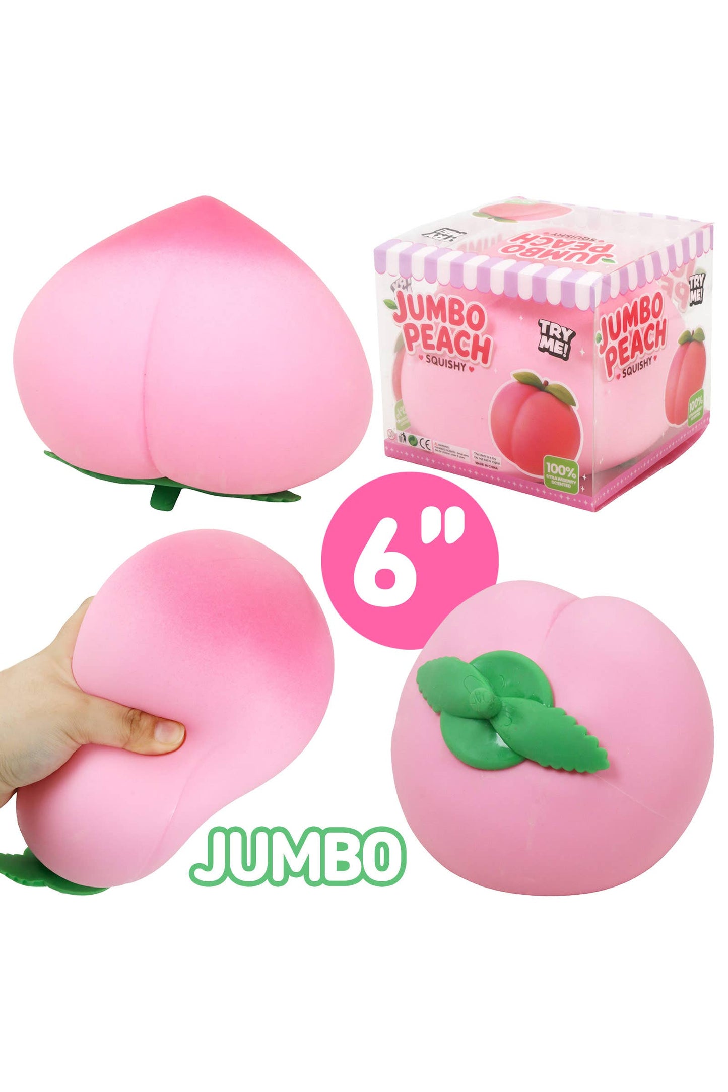 JUMBO 6 Inch Pink Peach Slime Filled TPR Squishy