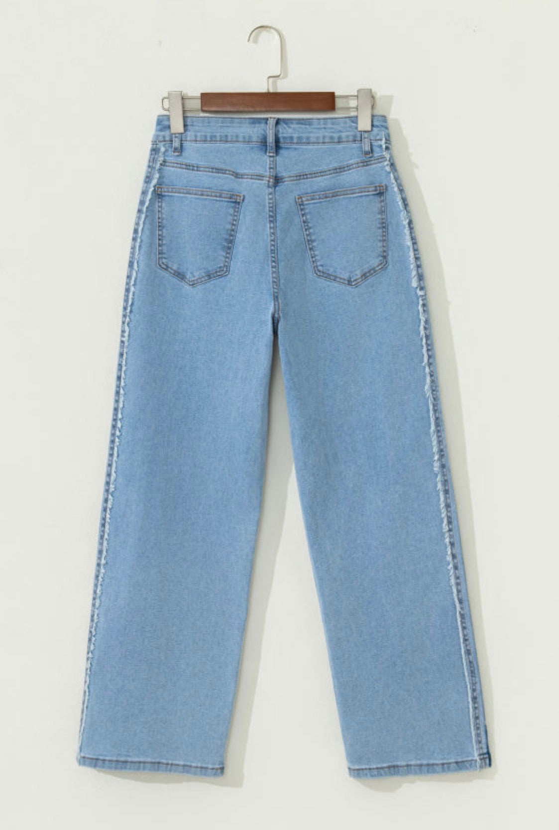 Jeans The Sensory Beau Blue Contrast Stripe Frayed Panel – Modest Fashion