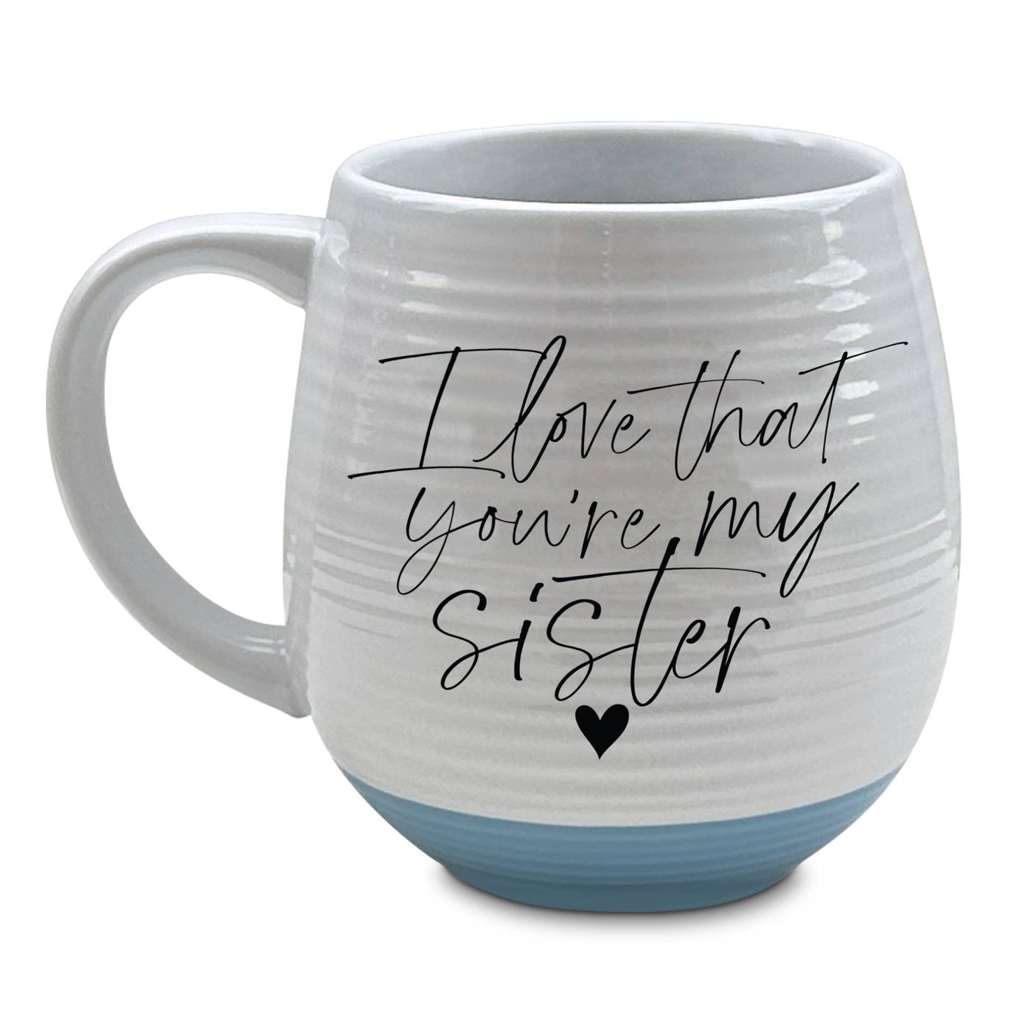 Mug For Sister Gift For Her With Scripture Inside Rim, Ribbed Texture 18 Oz