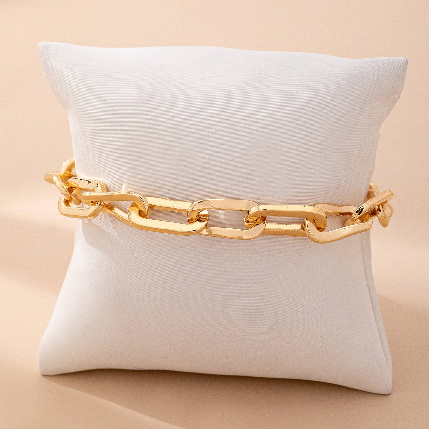 Whimsical Chunky Gold Link Bracelet 7.5 Inch Gift For Her