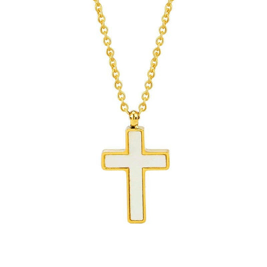 Cross Necklace Tarnish Free 18K Stainless Steel Shell Cross Pendant