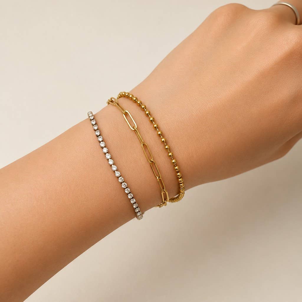 Rhinestone Bracelet Stainless Steel Tarnish Free