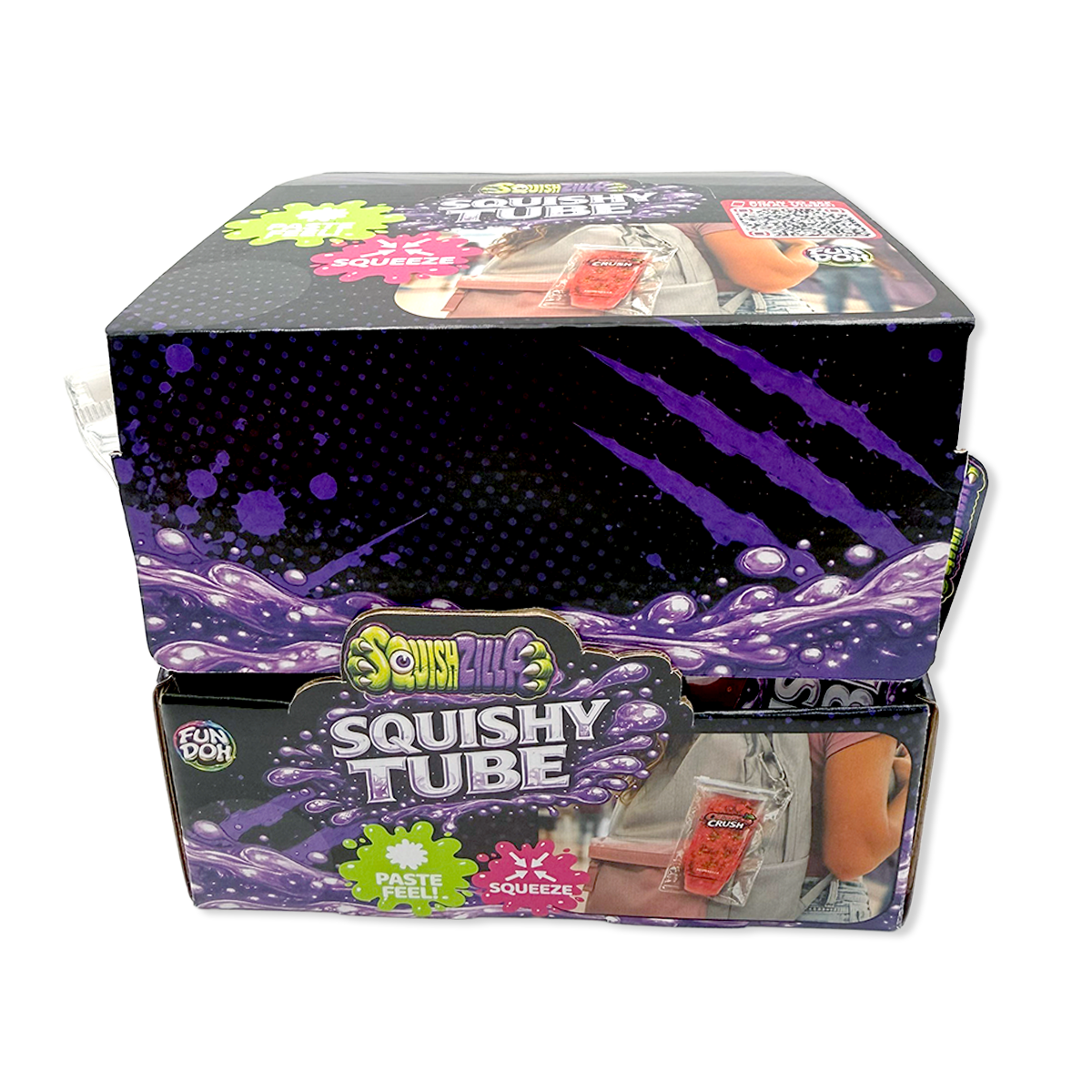 Fun Doh Squishy Tube Toy Fidget Sensory Keychain- 12/Display