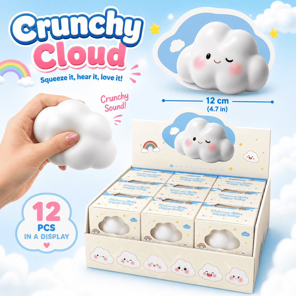 Crunchy Cloud ASMR Squishy — 12 cm / 4.7 in - The Sensory