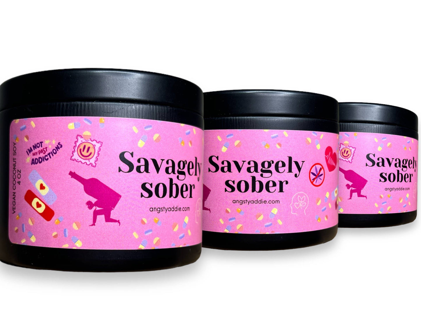 Candle Savagely Sober - Empowering Sobriety Gift- Eucalyptus/ Vanilla