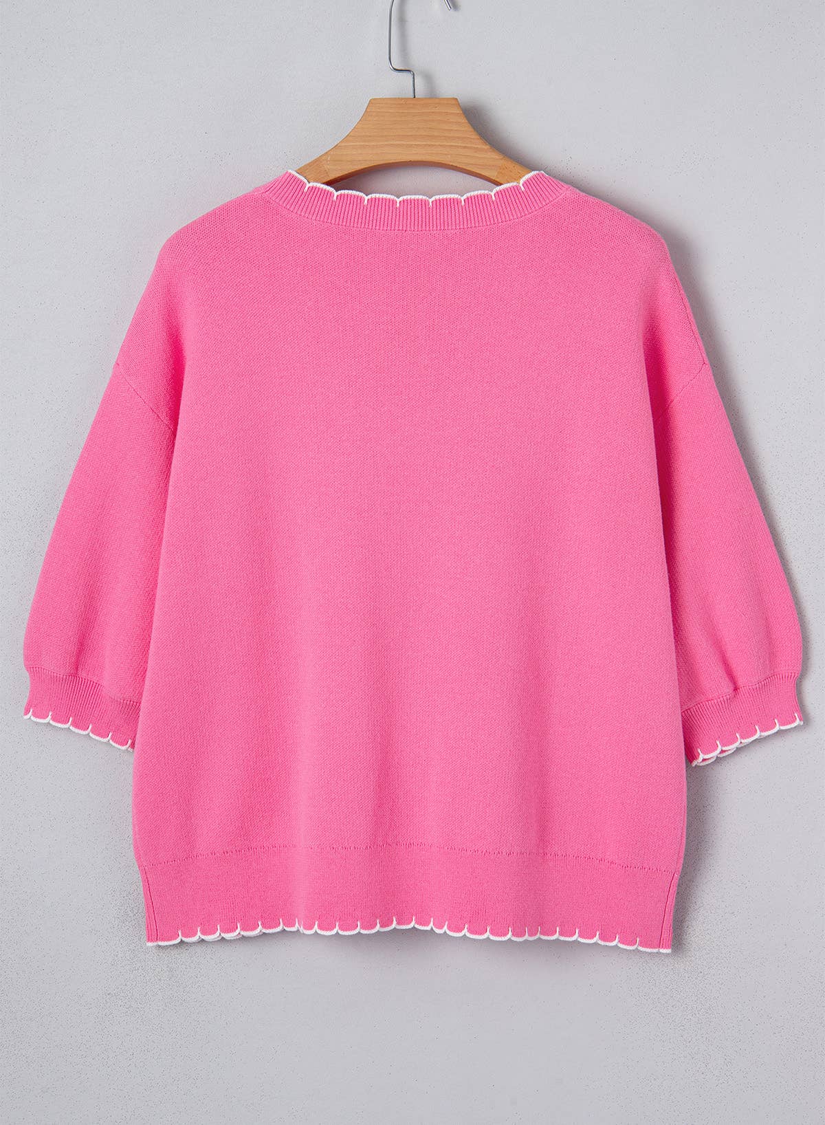 The Sensory Sweater Modest Ribbon Bow Stitch Trim - Drop Shoulder, Sachet Pink