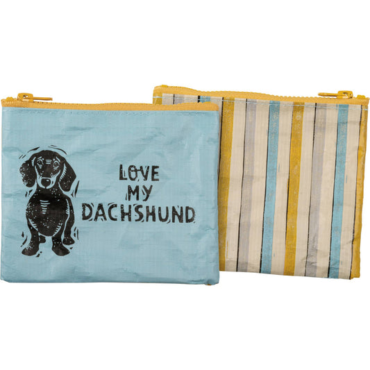 Zipper Wallet With Block Print Dachshund Love My Dachshund Design For Her