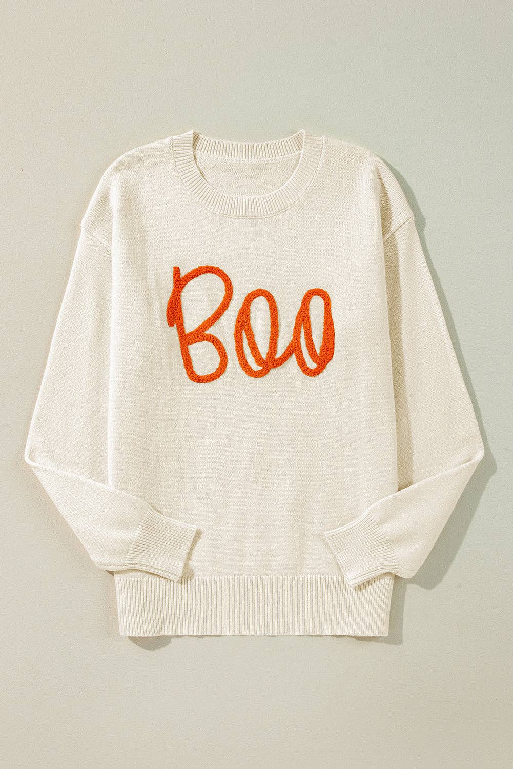 LALA LOO Boo Ribbed Trim Halloween Sweater - The Sensory