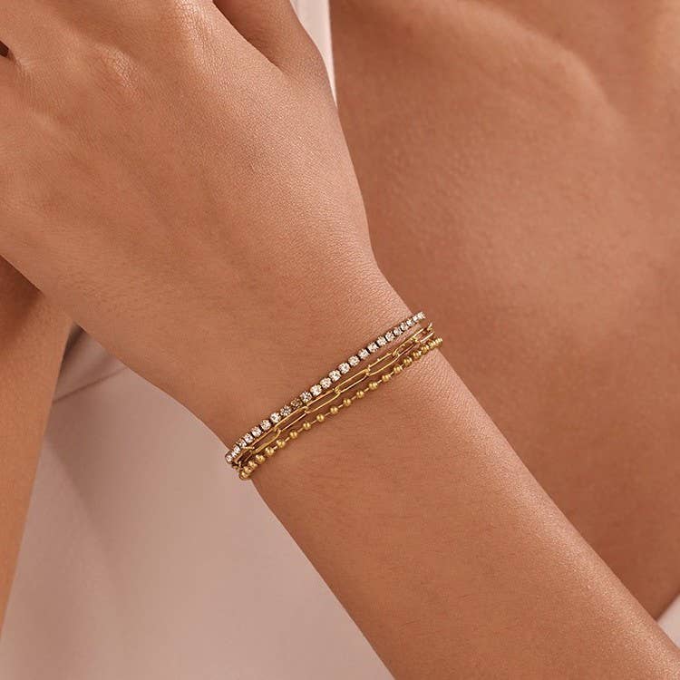 Rhinestone Bracelet Stainless Steel Tarnish Free
