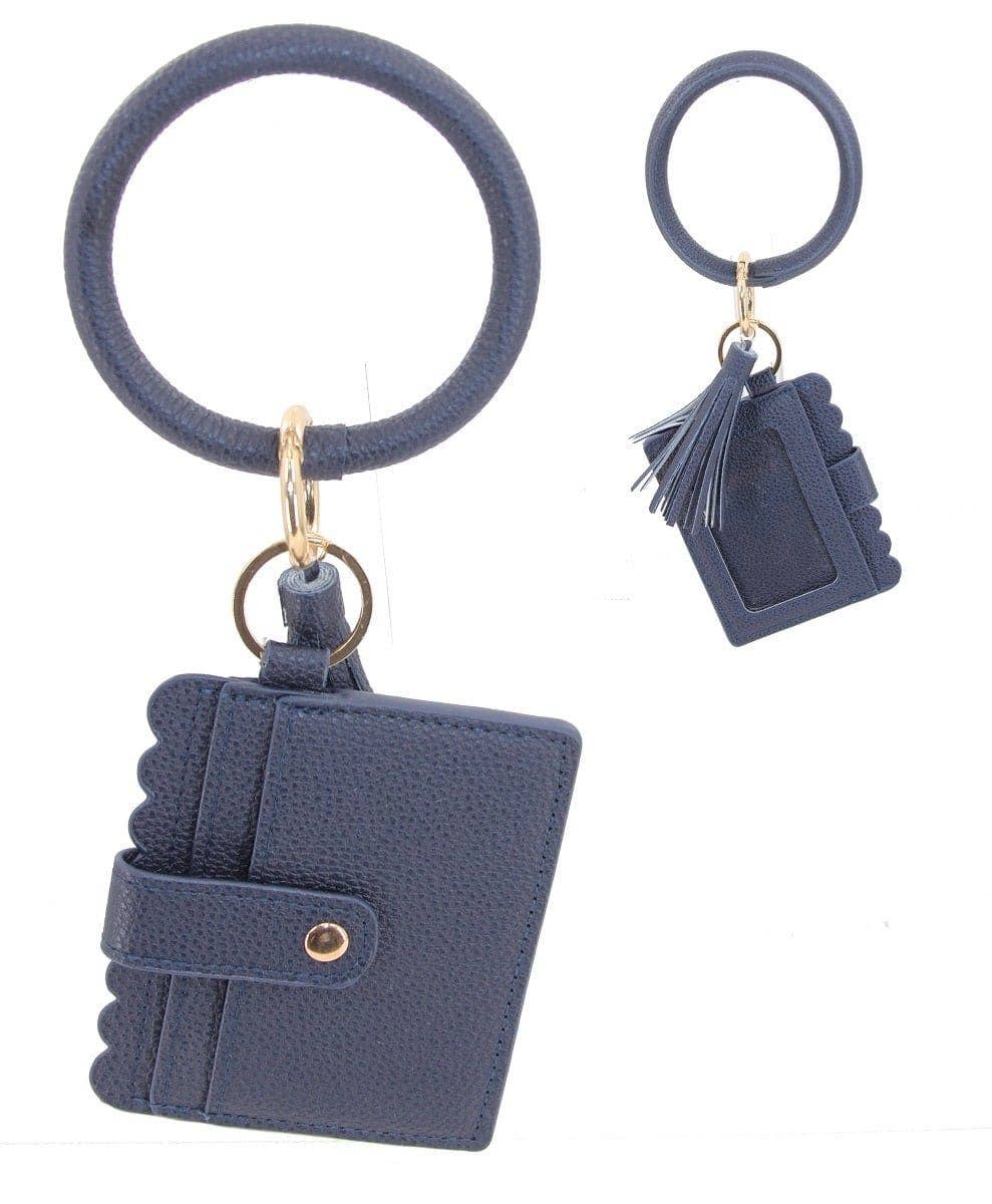 Bangle Keychain Wallet With ID Window In Vegan Leather For Handsfree Chic