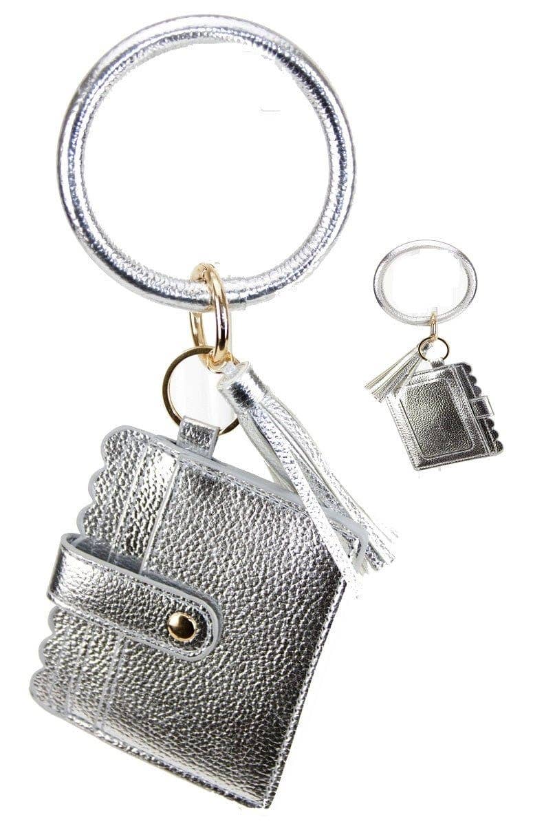 Bangle Keychain Wallet With ID Window In Vegan Leather For Handsfree Chic