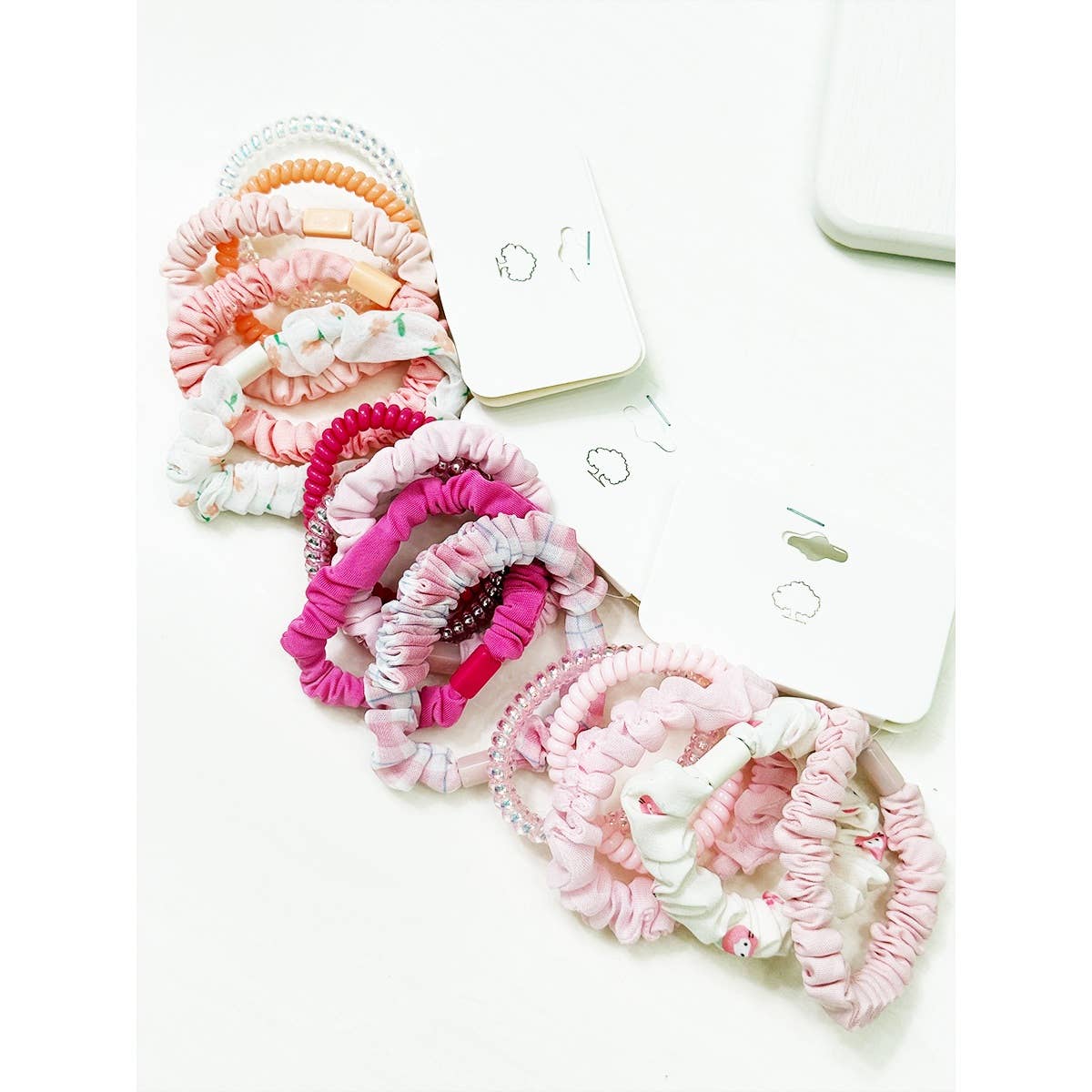 Hair Ties Pink Tone Multi Design Mixed Patterns