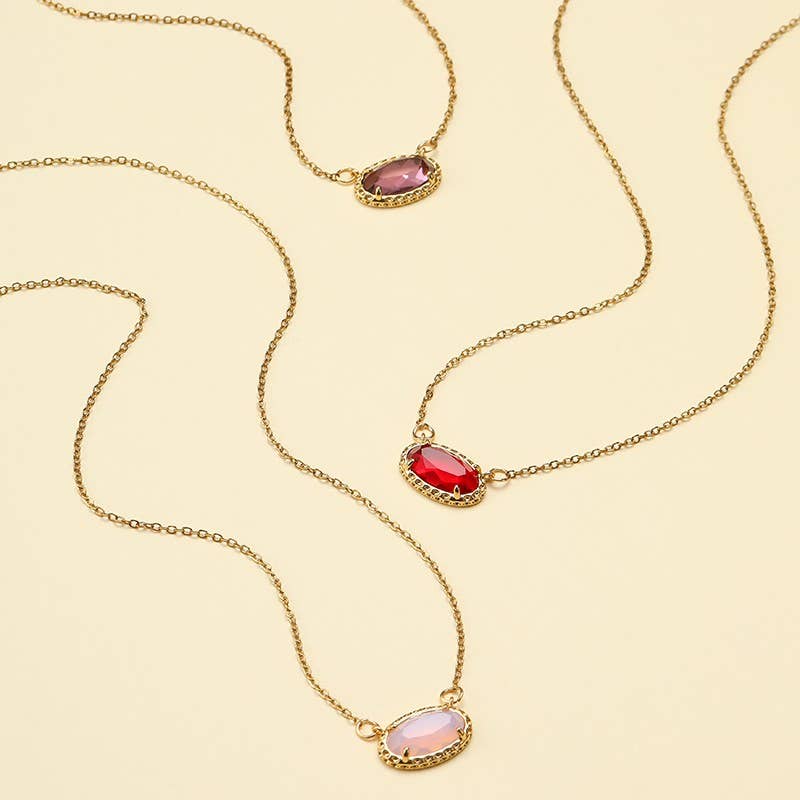 OVAL GEMSTONE CHARM PENDANT NECKLACE | 40NK9661 - The Sensory