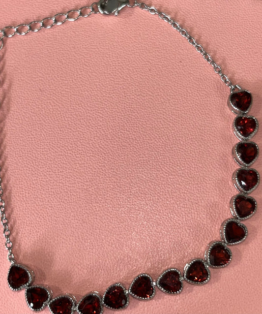 Garnet and St Silver Bracelet