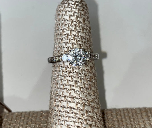 Solid silver Moissanite Ring