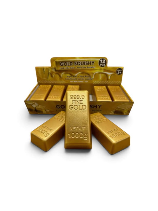Gold bar squishy, slow rise foam sensory toy