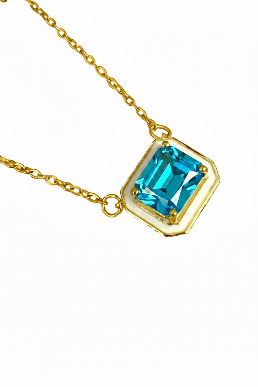 Colorful Blue Gem Pendant Necklace