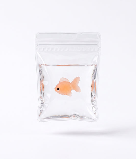 Goldfish in a bag squishy held in hand