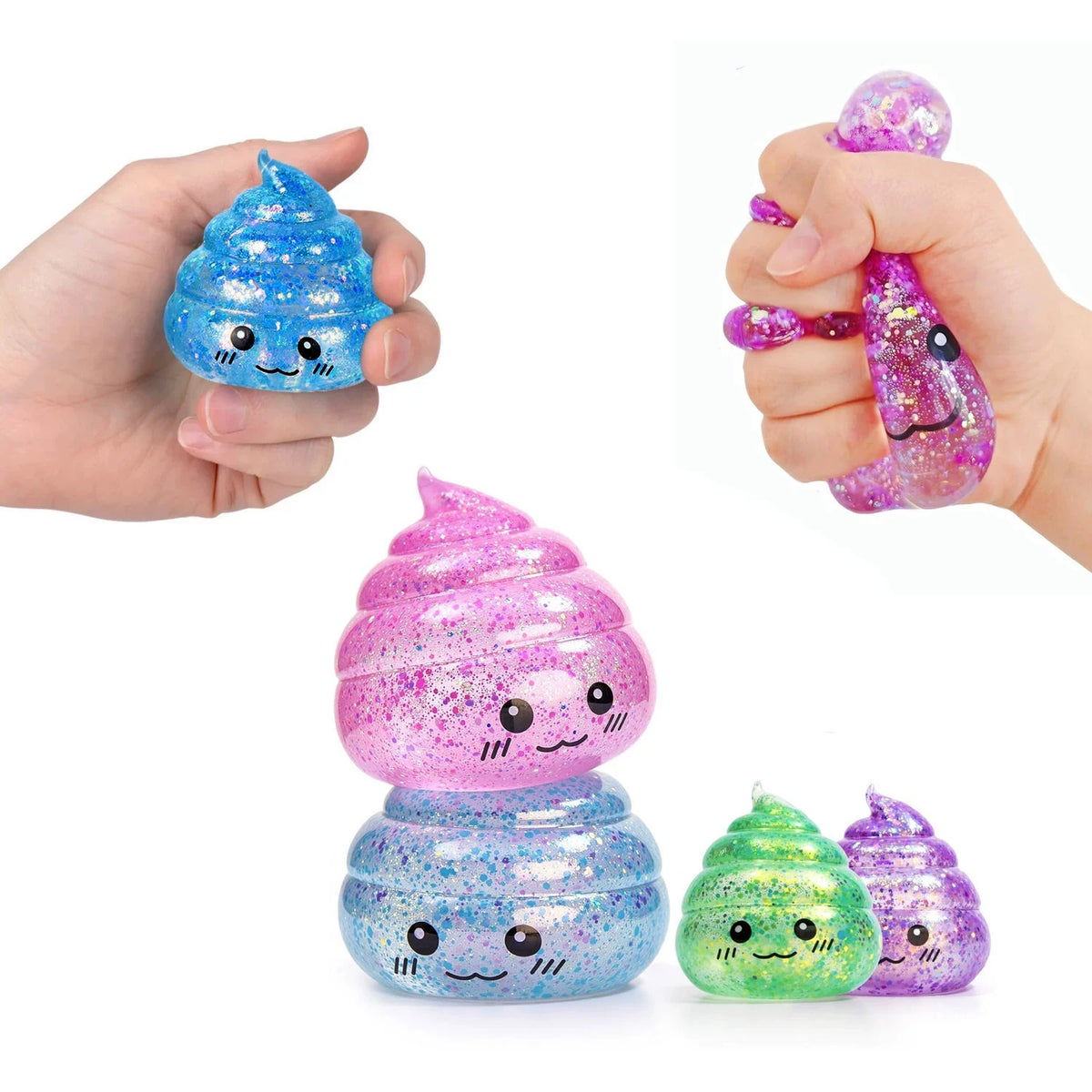 Glitter maltose poop squishy, sparkly novelty stress toy
