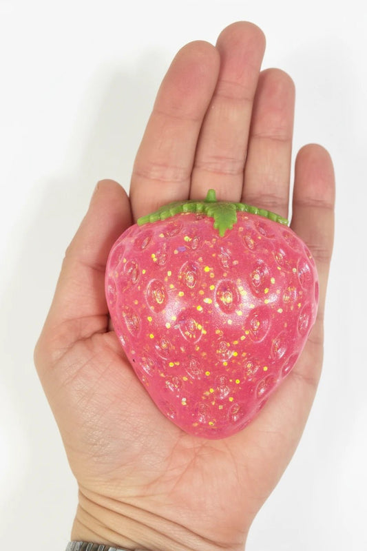 Glitter maltose strawberry squishy, 3.5 inch sparkly strawberry toy