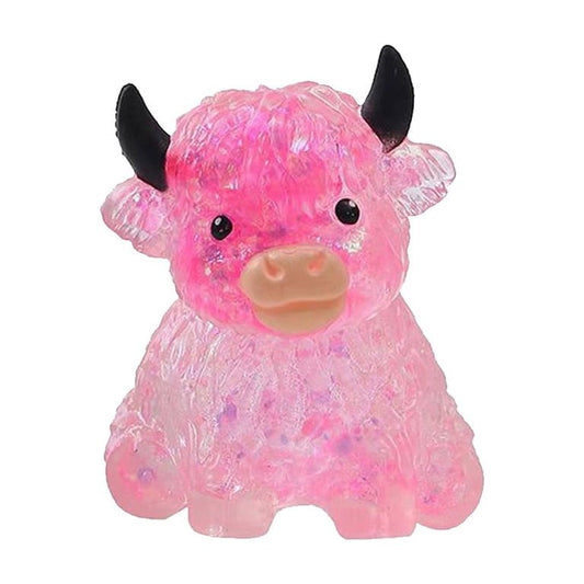 Glitter maltose highland cow squishy, side view