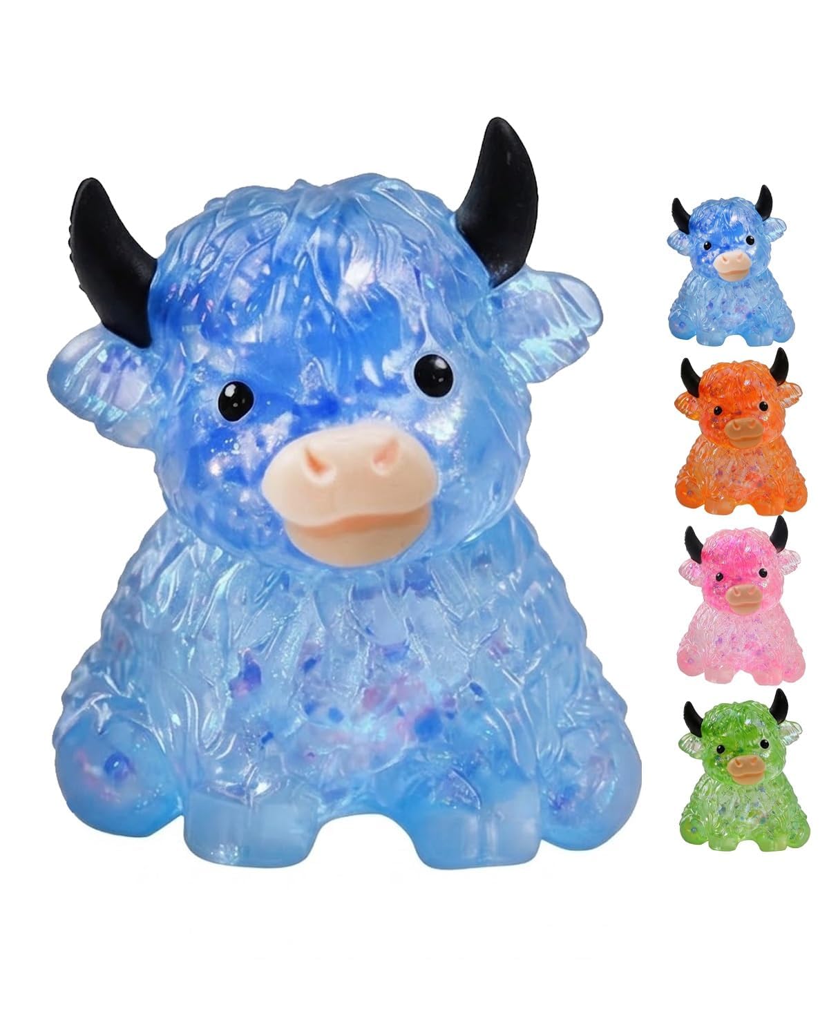 Glitter maltose highland cow squishy with sparkly sugar texture
