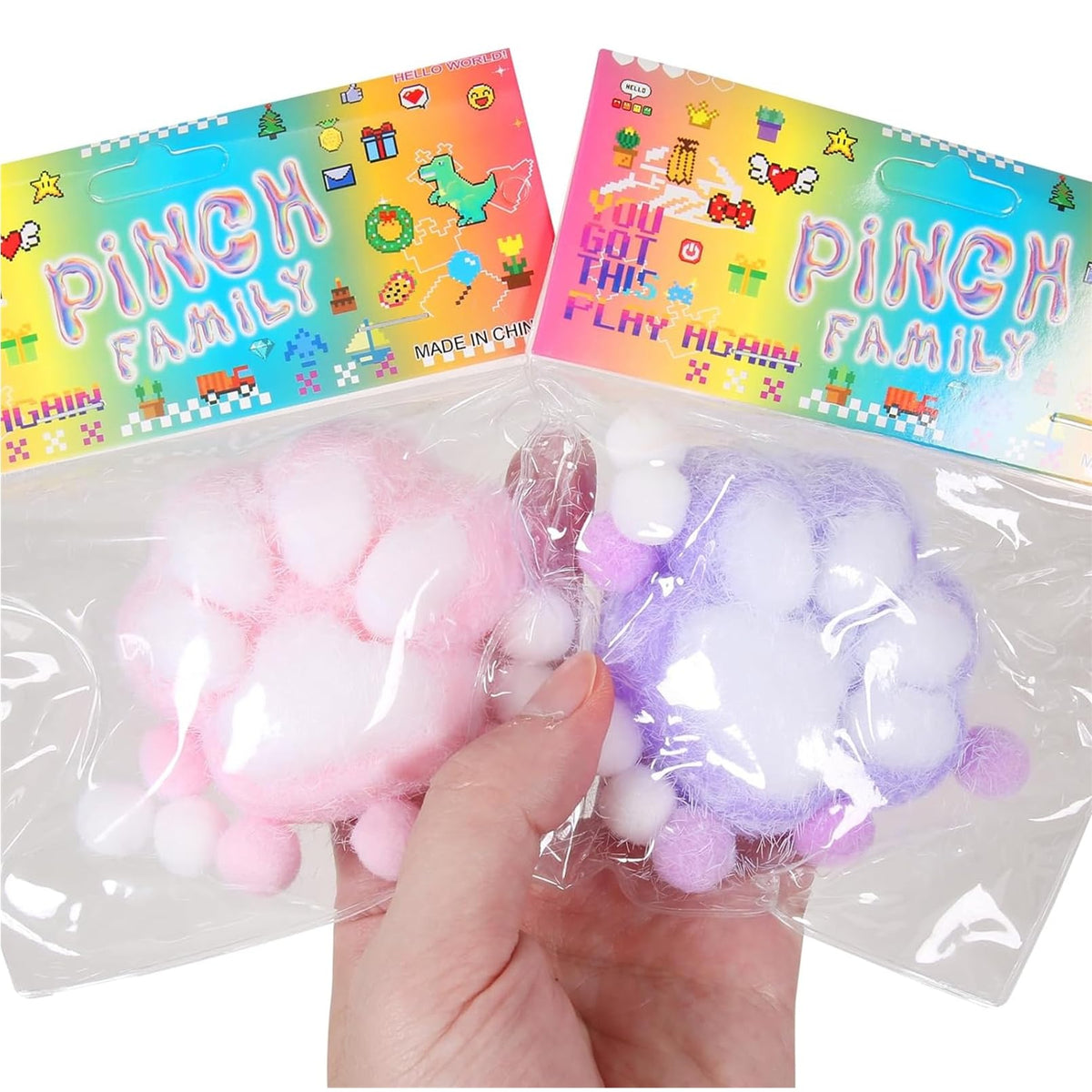 Jumbo paw squishy with taba texture and sticky exterior