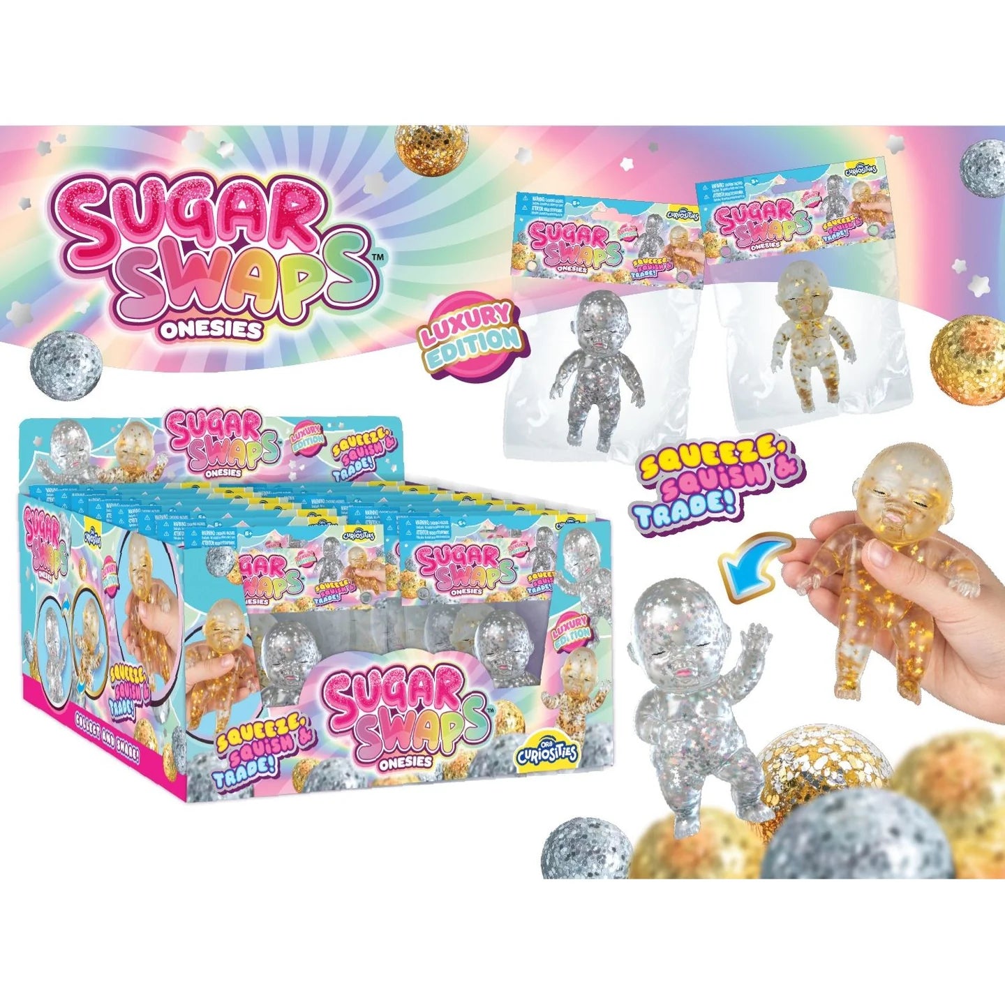 ORB 5” Sugar Swaps™ Onesies Babies LUXURY Edition Squishy Sensory Toy