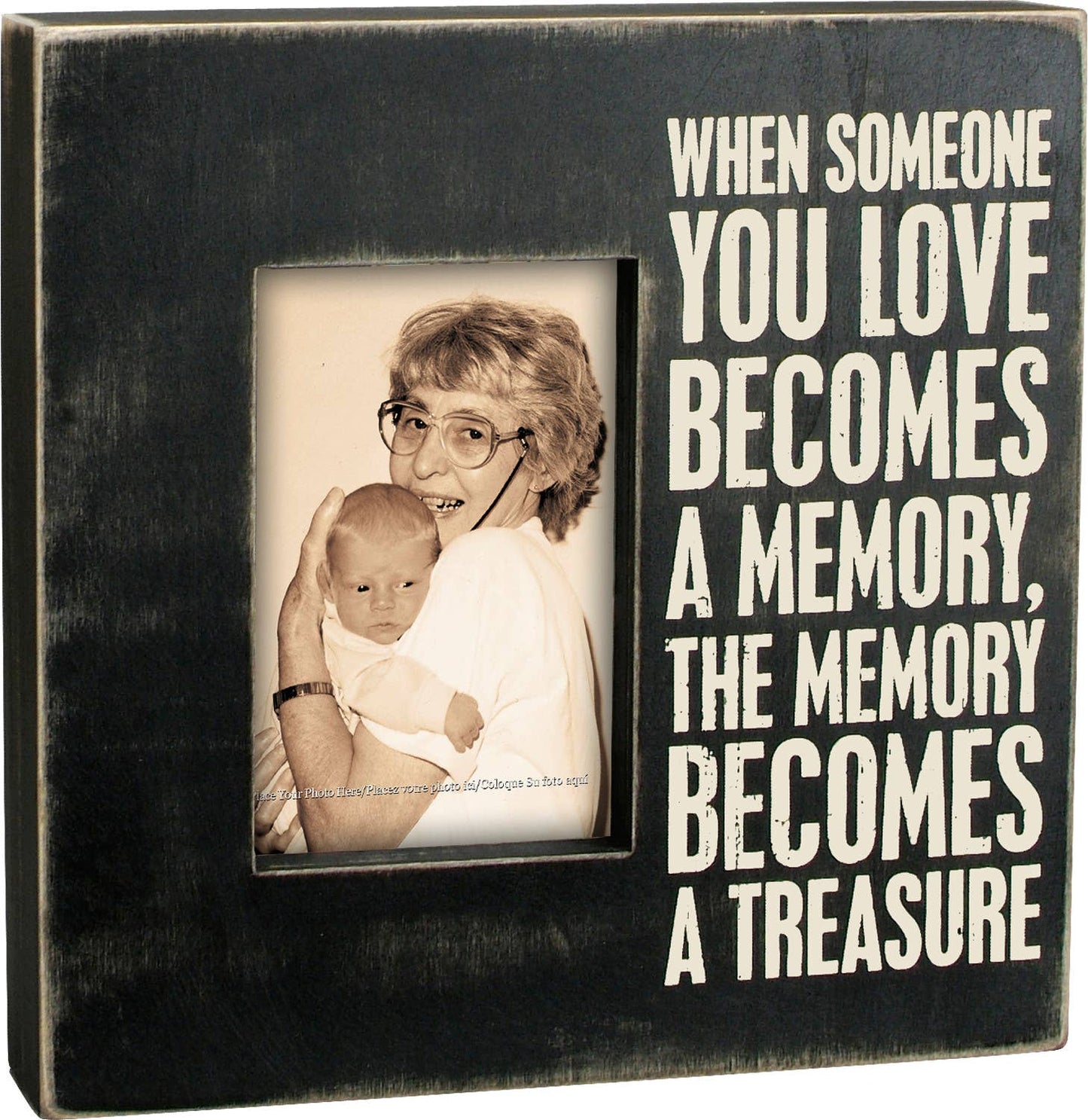 Memory Box Frame Distressed Black And White Box Sign For 4x6 Photos