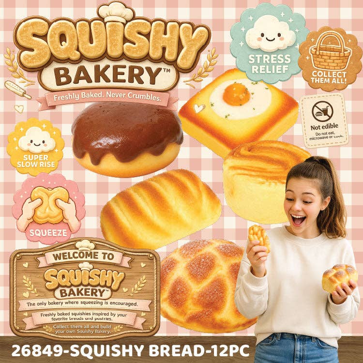 Fun Doh Bakery Slow Rise Squishy Bread Variety - 12/Display - The Sensory