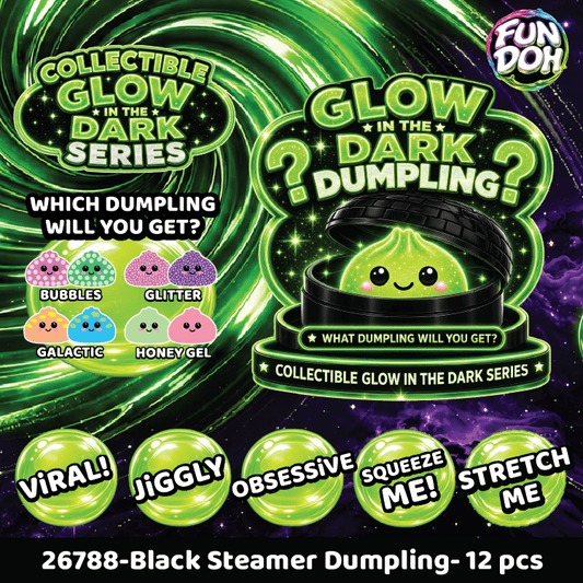 Fun Doh Glow In Dark Mystery Dumpling Squishy Black Basket - The Sensory