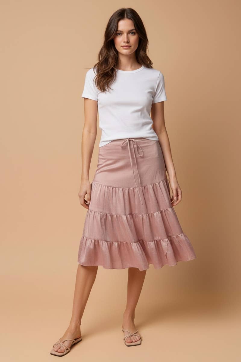 Skirt - Midi Linen Drop- Waist Tiered, Modest Fashion For Women HOT SELLER
