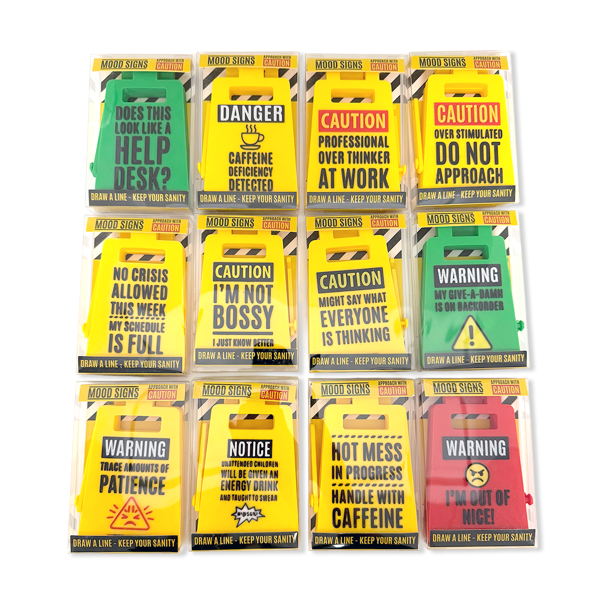 Standing 4.75" 3D Mood Caution Sign Assortment - 12/Display - The Sensory