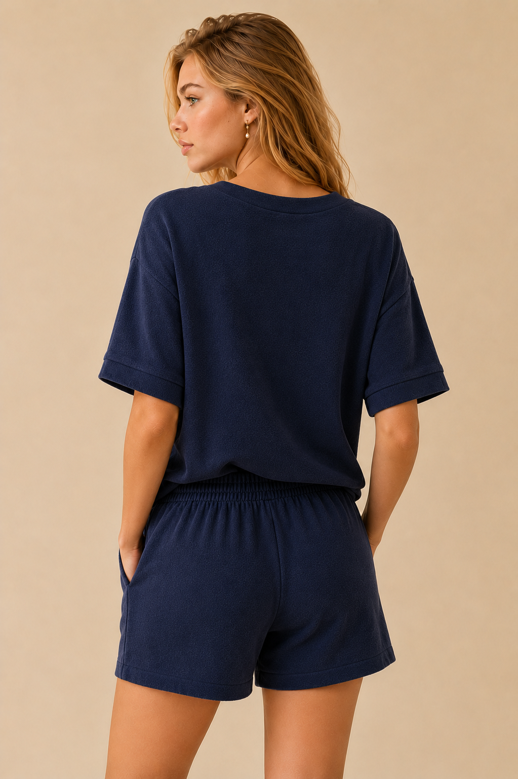 Couch Couture European French Terry V Neck Top And Shorts Set