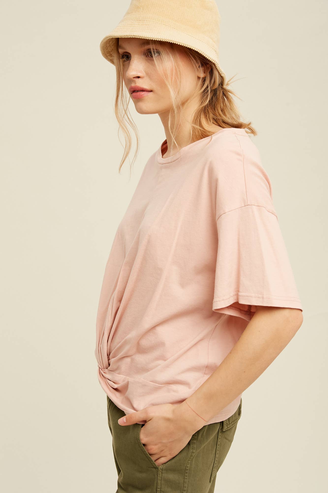 Dressy Twisted Tee Front Relaxed - Soft Cotton Jersey Modest Comfort