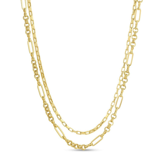 Layered Statement Necklace - Double Layer, 18K Gold Plated Brass Modest Fashion