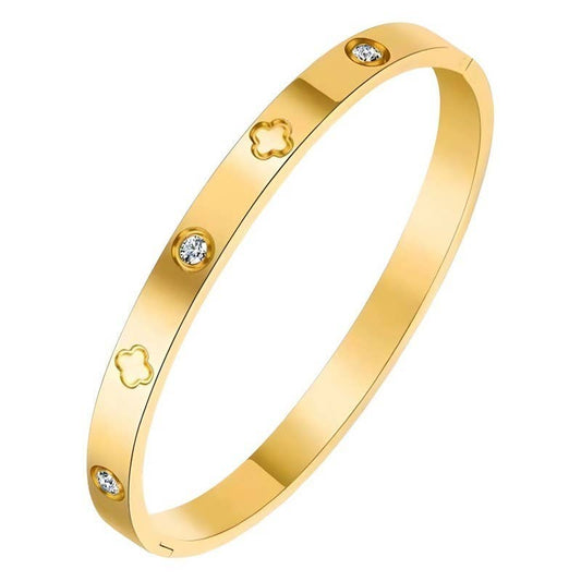 Bangle Bracelet Gold Dipped With Rhinestones | 18k Non-Tarnish