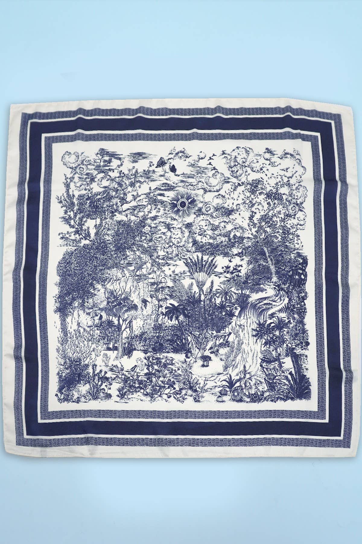Bandana Scarf Bold Floral Toile Print 27x27 Inch Square Classic Style