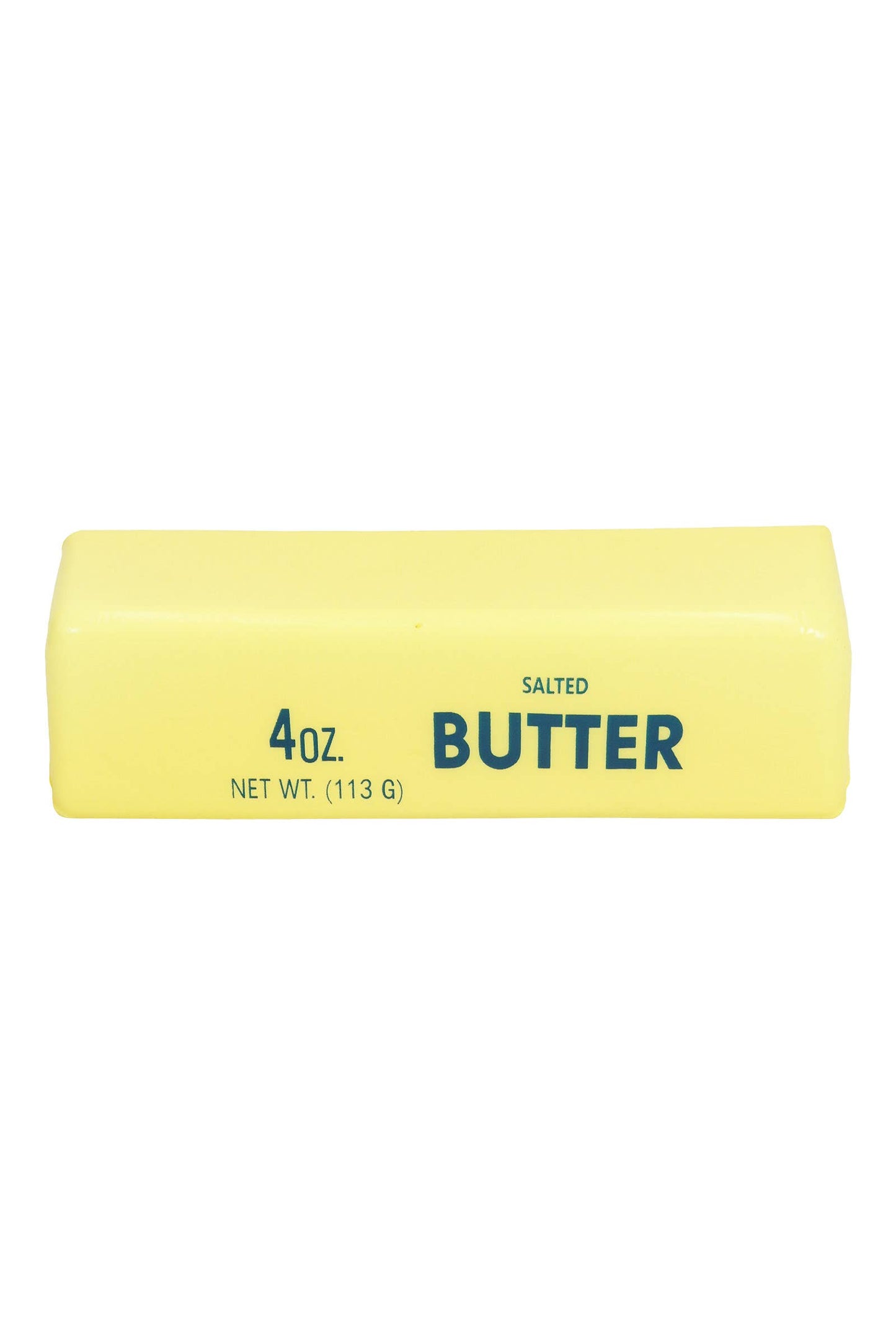Yellow salted butter bar in packaging, 4 oz (113 g) net weight.