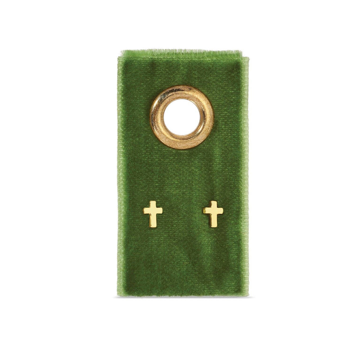 Minimalist Cross Studs On Velvet Tag - The Sensory
